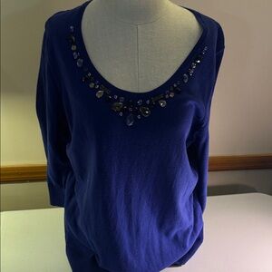 Coldwater Creek Royal Blue Embellished Top